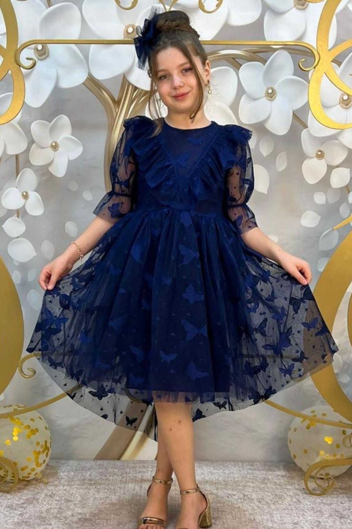 Dark blue dress hot sale for girl