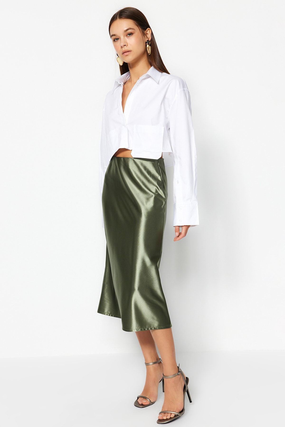 Trendyol Collection Skirt - Green - Midi - Trendyol