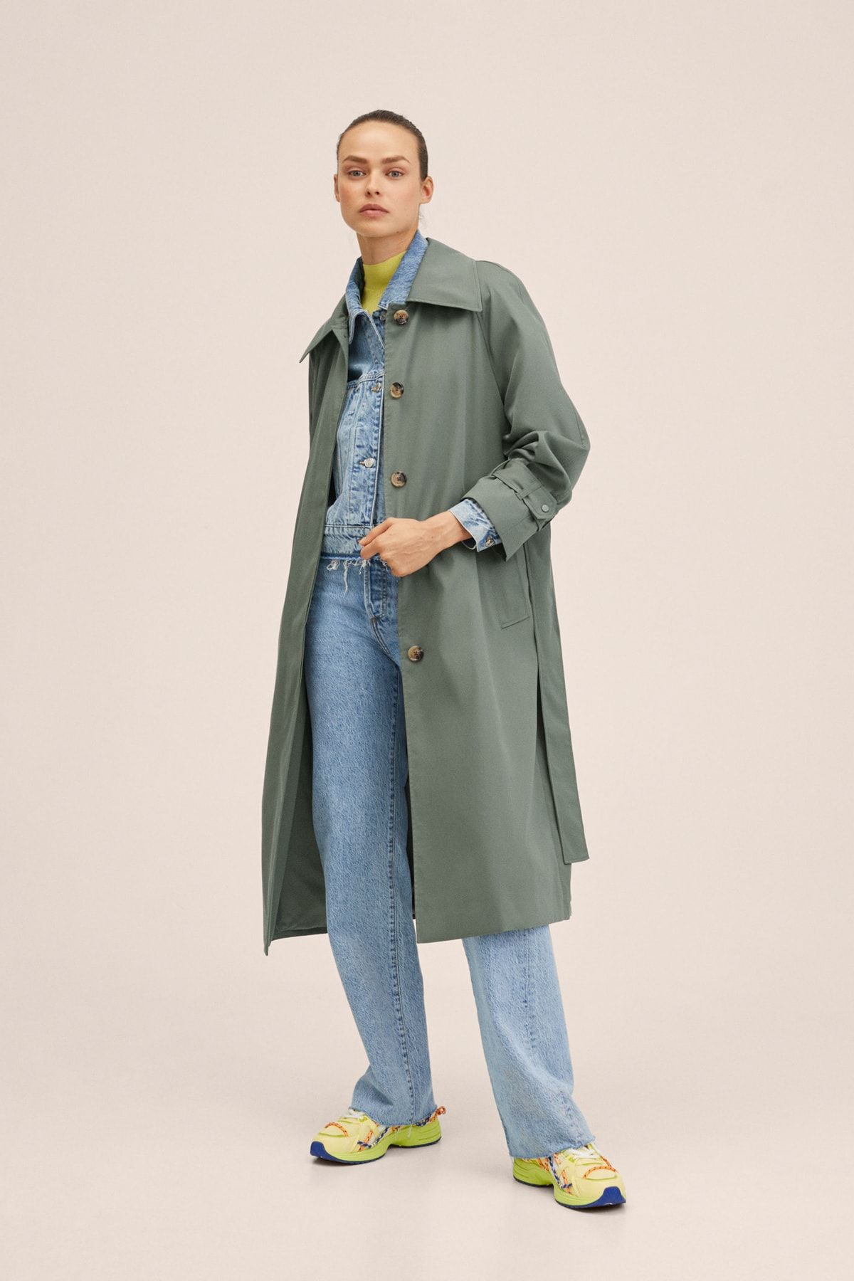 MANGO Blue Women s Trench Coat 27034756 Trendyol