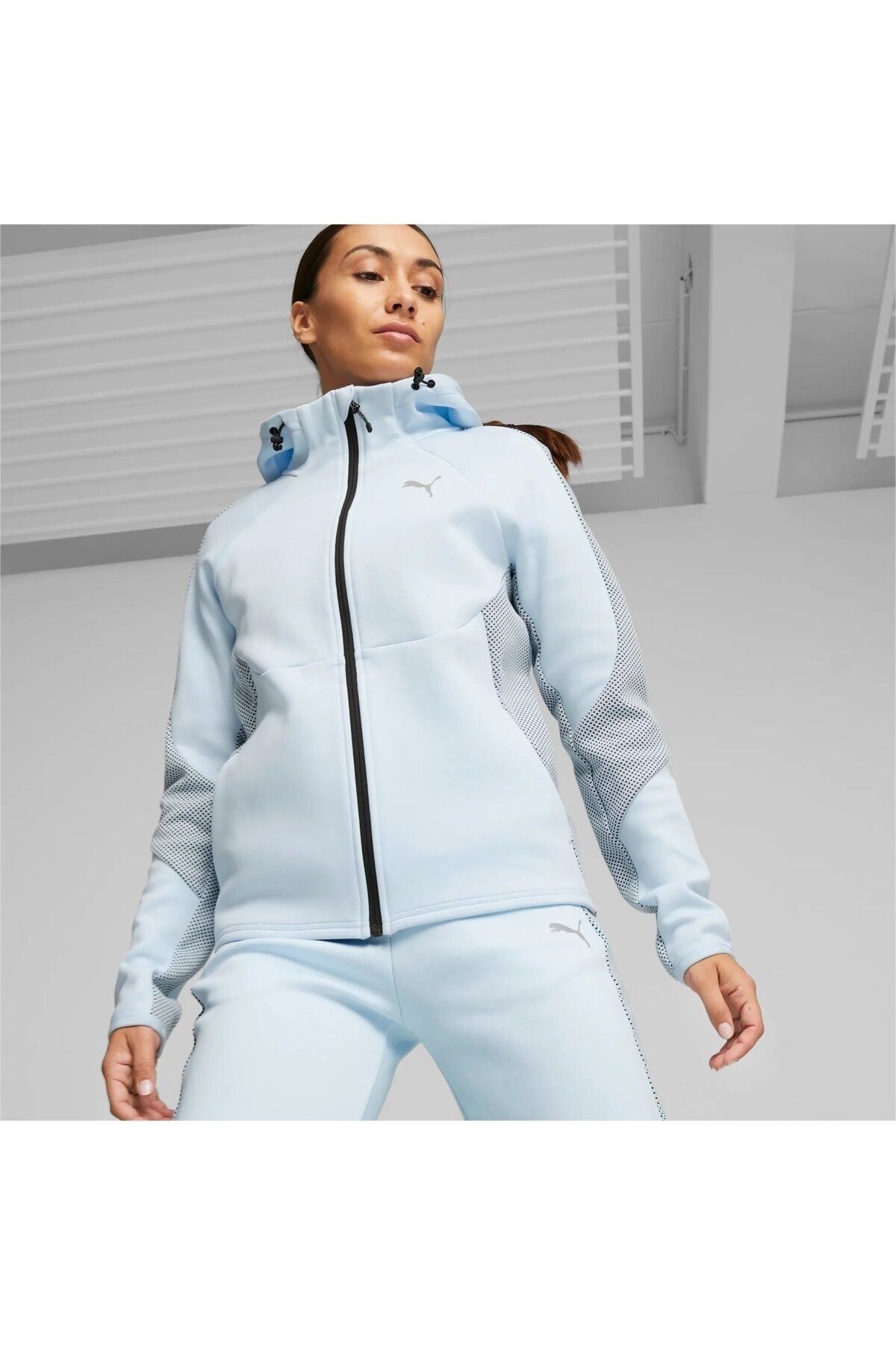 Puma EVOSTRIPE Full Zip Hoodie Blue Women s Tracksuit
