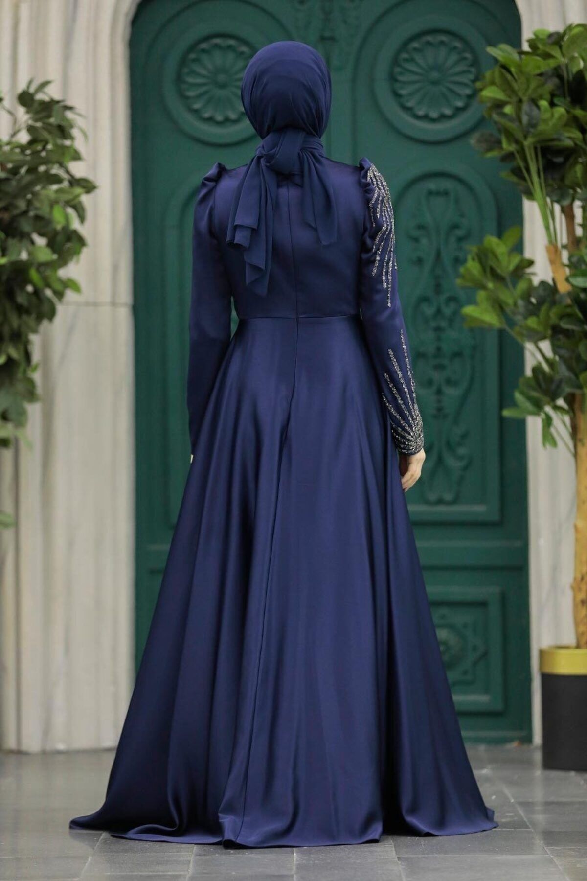Dark blue online evening dress