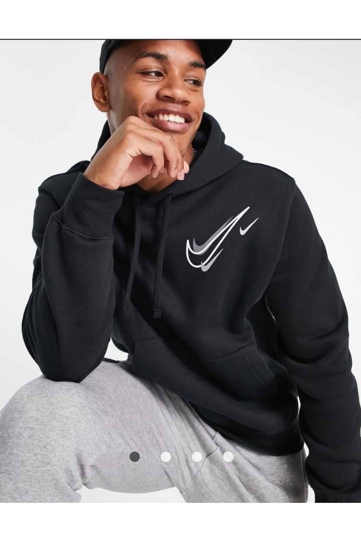 Black nike tick hoodie sales