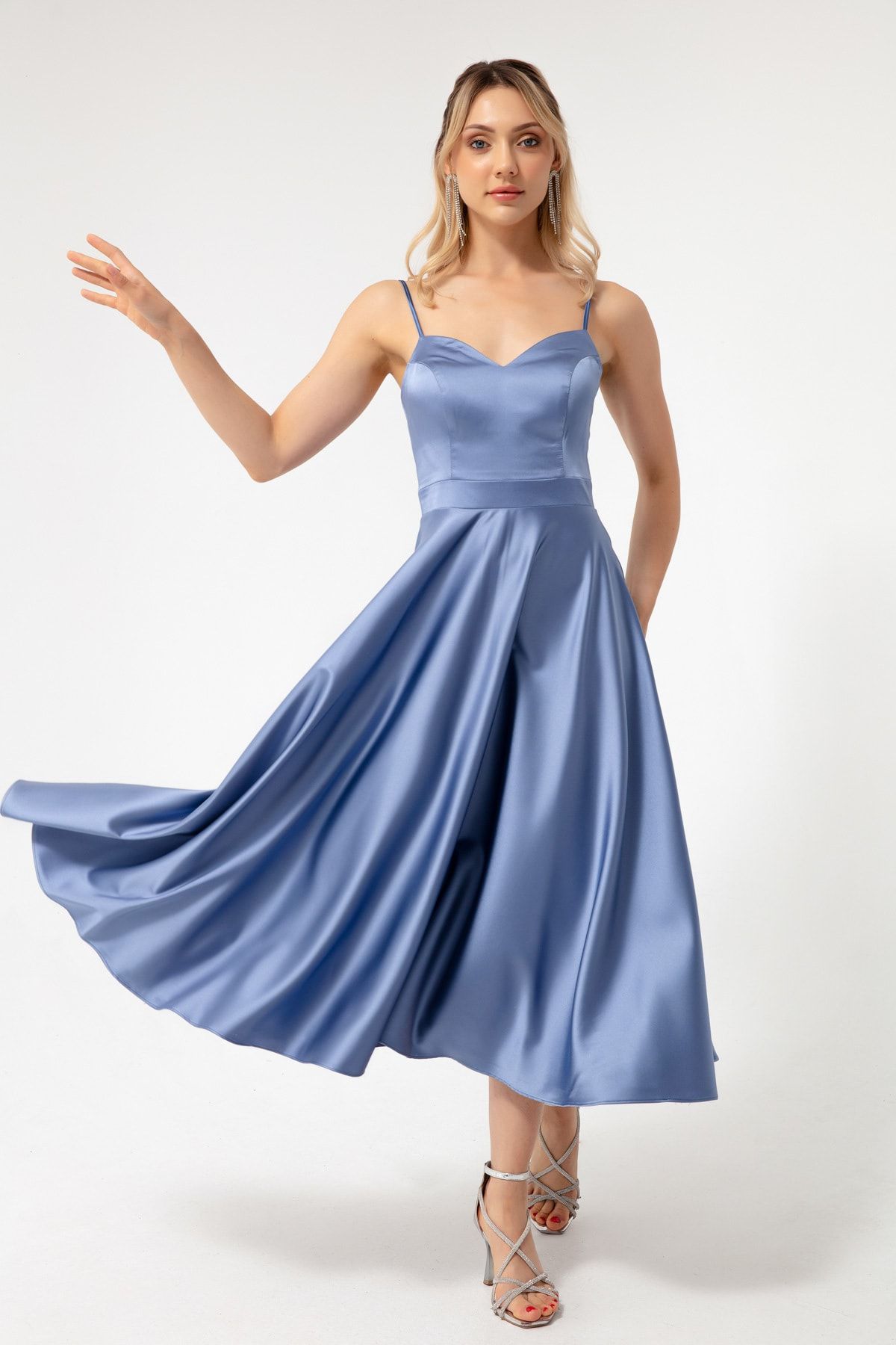 Abbey satin sales bow midi dress