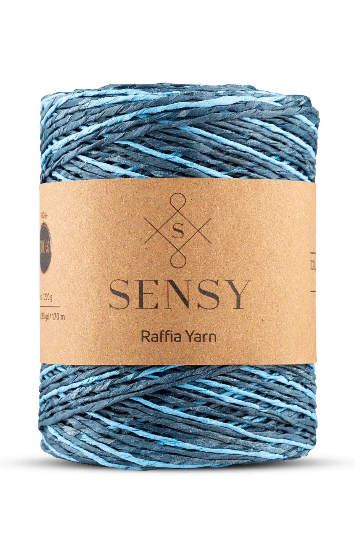 SENSY Premium Colored Marbled 170M Natural Paper Yarn Straw Paper