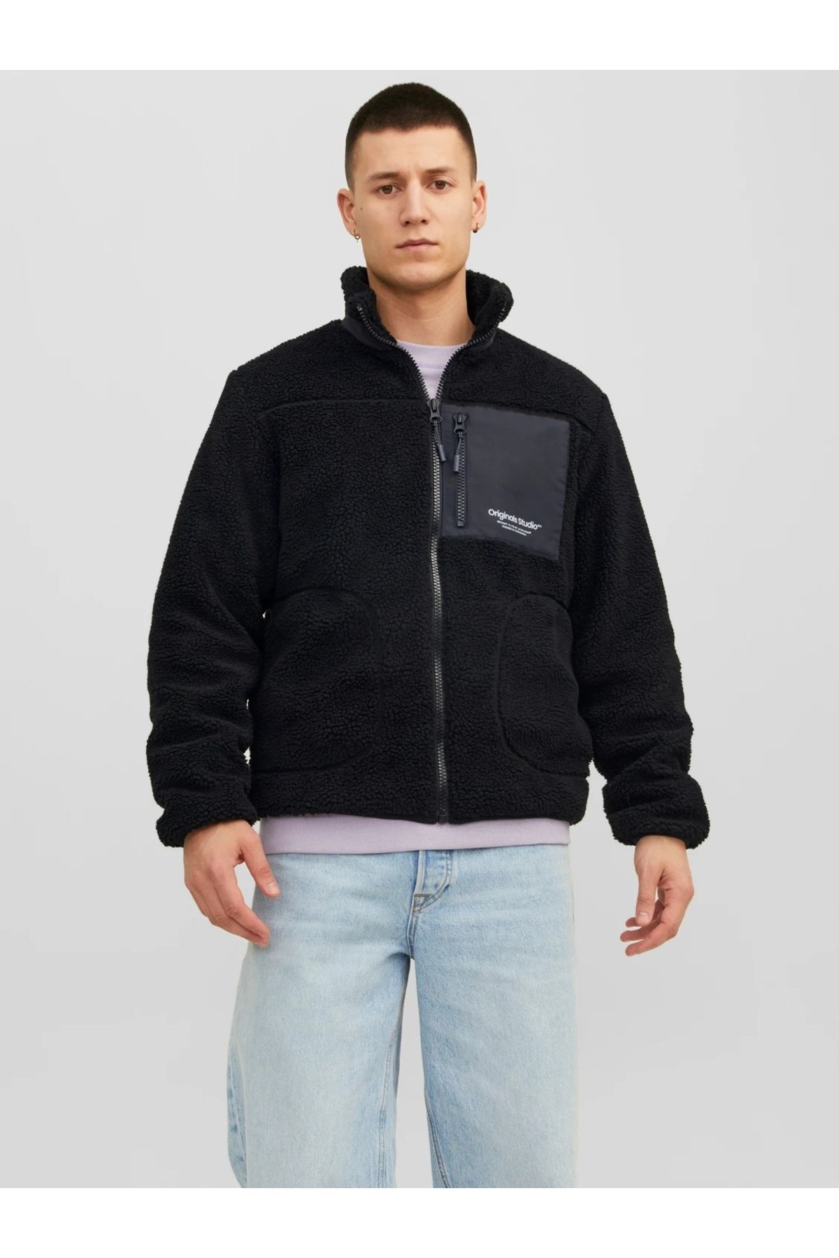 Jack Jones Men s Jacket Black 12238854 Jorvesterbro Teddy Jacket