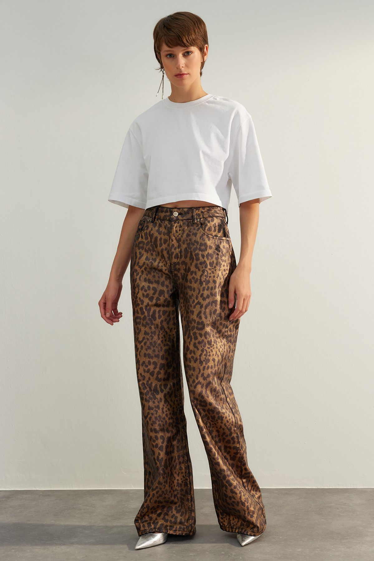 Trendyol Collection Petrol Wide Leg/Wide Leg High Waist Woven Trousers  TWOAW22PL0066 - Trendyol