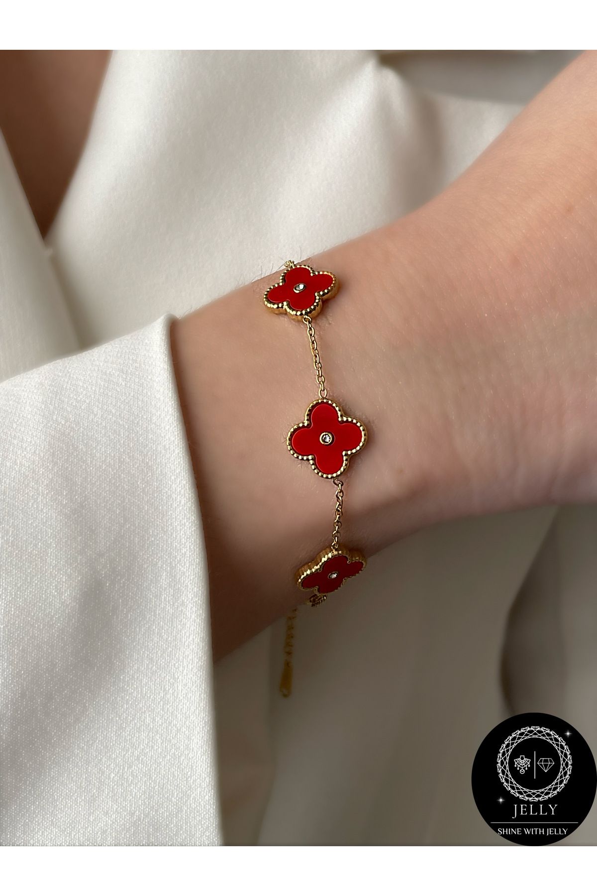 Gold red bracelet store