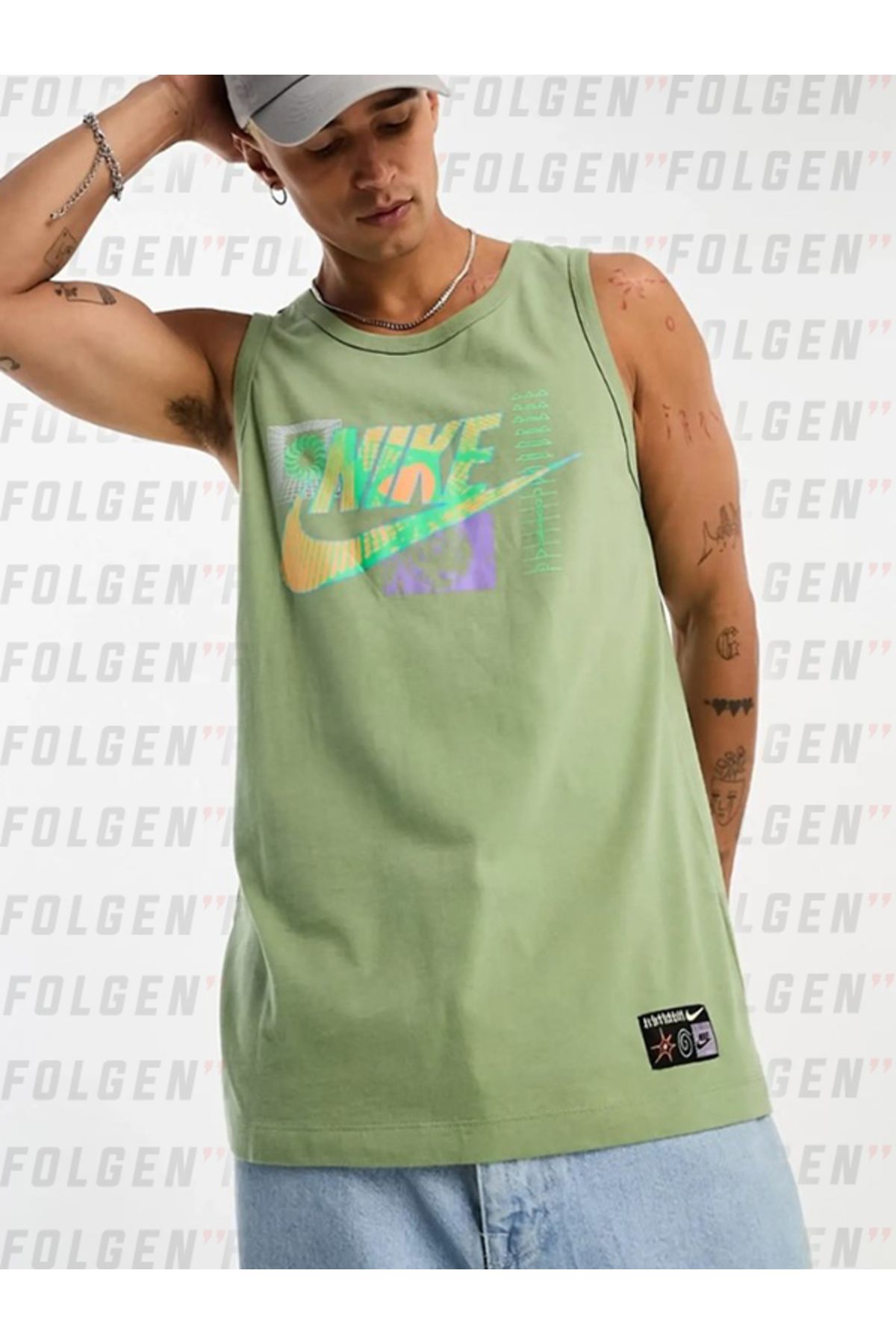 Nike M Nsw Festival Logo Detail Tank In Green Men s Green T Shirt