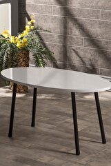 Metal Ayak Oval Orta Sehpa Beyaz