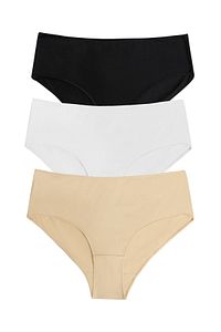 Kadın Siyah Beyaz Ten 3 Lü Paket Yüksek Bel Slip Külot