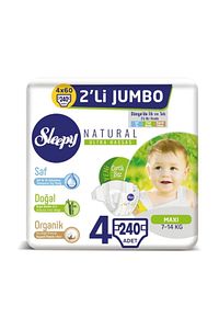 Natural Bebek Bezi 4 Beden Maxi 4x2'li Jumbo 240 Adet
