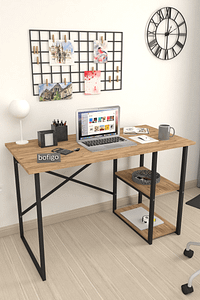 60x120 Cm 2 Raflı Çalışma Masası Bilgisayar Masası Ofis Ders Yemek Masası Çam