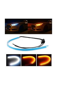 Kayar Sinyalli Led Gündüz Farı Şerit Lamba 60cm Selamlamalı Beyaz-turuncu