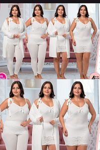 Large Sıze Pajamas Set-4 Pıece Set