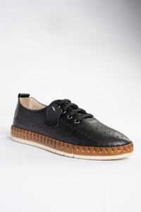 Fox Shoes-P555004703 Schwarze Schnür-Freizeitschuhe aus echtem Leder für Damen 6