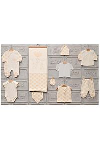 Unisex Bebek Krem Tavşan Aşkı Zıbın Seti Yeni Doğan 0-3 Ay 10 Lu