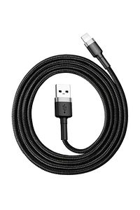 Cafule Serisi Lightning Kablosu 1 M 2.4 A - Gri Gri-siyah