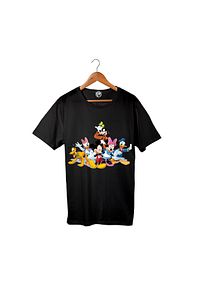 Unisex Siyah Pamuklu Disney Mickey Baskılı T-shirt Pst3021
