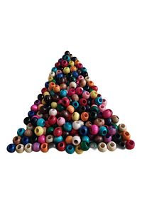 14 Mm Karışık Renkli Ahşap Boncuk - 100 Grm. ( ± 100 Adet)