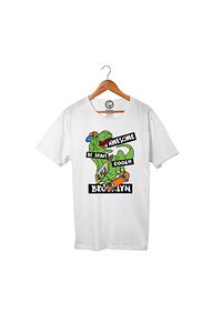 Unisex Beyaz Pamuklu Brooklyn Dino T-Shirt Pst3226