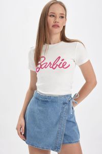DeFacto-Cooles Barbie-T-Shirt mit Rundhalsausschnitt und Aufdruck, kurzärmelig, B1092ax23hs 3
