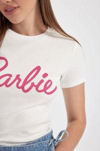 DeFacto-Cooles Barbie-T-Shirt mit Rundhalsausschnitt und Aufdruck, kurzärmelig, B1092ax23hs 4