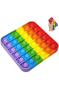 Pop It Push Bubble Fidget Popit Gökkuşağı Renkli Duyusal Stres Oyuncağı (kare)