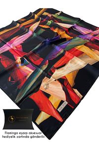 Sport Twill (Tivil) Özel Seri Eşarp-siyah-nar Çiçeği-krem