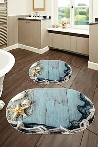 60x90 - 50x60 Dijital Baskılı Oval Banyo Paspası 2'li Set