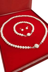 Doğal Inci Kolye Küpe Bileklik Özel Kutulu Set Ct83