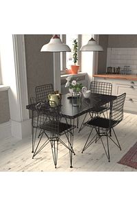 Masa Sandalye Takımı Mermer Desen 120x70 Cm Masa 4 Sandalye Seti