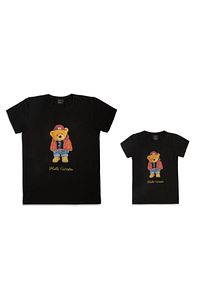 Unisex Siyah Mia Festa Exclusive Hello Winter Ayıcıklı Minime T-shirt