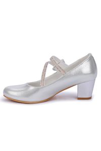 Kiko Kids-Silberfarbene Kiko 750 Daily Ballerina-Schuhe mit 4 cm Absatz für Mädchen 6