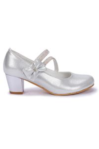 Kiko Kids-Silberfarbene Kiko 750 Daily Ballerina-Schuhe mit 4 cm Absatz für Mädchen 5