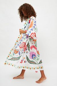 Ekru Çiçek Baskılı Vual Kimono&Kaftan TBESS21KM0086