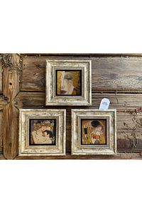 Çerçeveli Taş Tablo Gustav Klimpt Eserleri 20x20 cm 3 lü