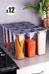 12 Adet Jumbo Boy Erzak Saklama Kabı Seti - 1750 Ml Süper Set