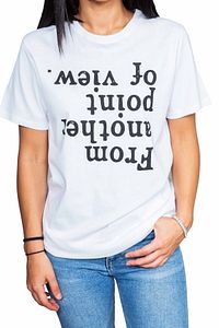 Kadın Beyaz Point Yazılı T-shirt