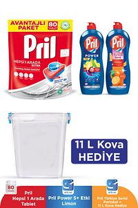 Hepsi Bir Arada Extra 80 Tablet + Elde 675Ml Limon + Elde 675Ml Portakal + Kova Hediye