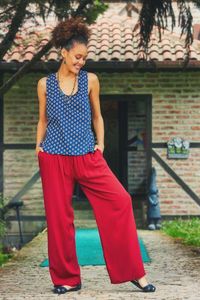 Clandestino-Authentic Loose Trousers Red 1