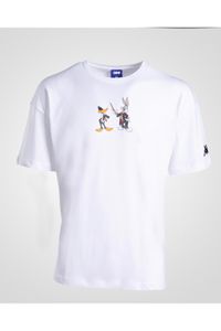 Kappa-Authentic Dafor Warner Bros Unisex White Black Comfort Fit T-Shirt 1