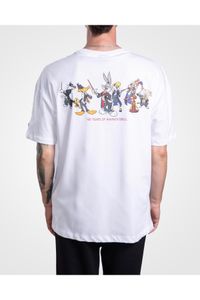 Kappa-Authentic Dafor Warner Bros Unisex White Black Comfort Fit T-Shirt 4