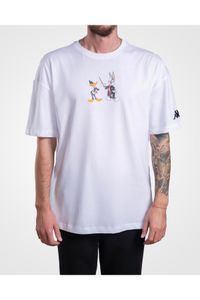 Kappa-Authentic Dafor Warner Bros Unisex White Black Comfort Fit T-Shirt 2