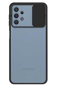 Galaxy A32 4g Kılıf Lens Kamera Korumalı Sürgülü Silikon Siyah