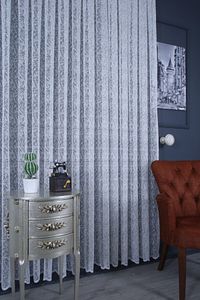 Ağaç Dalı Desen, Örme Tül Perde - 300x260cm, 1/3 Sık Pile