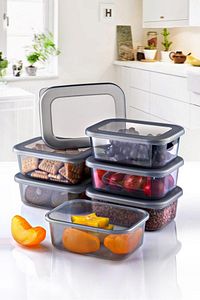 Ecolux-Vista Set of 6 - Multi-Purpose Microwave and Freezer Storage Container, Transparent-Anthracite 2
