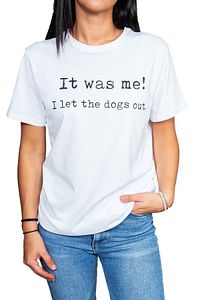 Kadın Beyaz Dogs Yazılı T-shirt