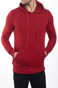 Erkek Kırmızı Uzun Kollu Kapüşonlu Sweatshirt
