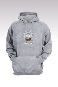 Rick And Morty 222 Gri Kapşonlu Sweatshirt - Hoodie