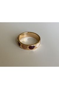 Mini Kalpli Kahverengi Gold Yüzük